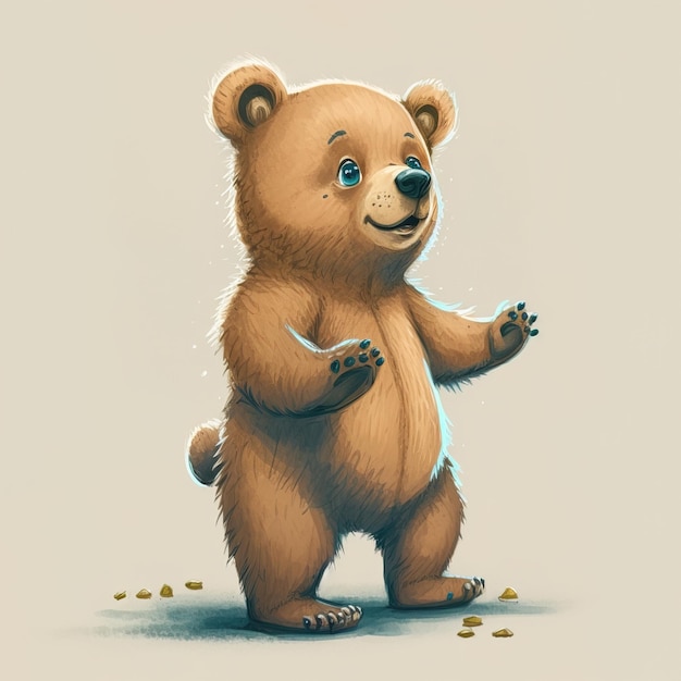 Linda ilustración dibujada a mano de un oso de dibujos animados que se puede usar para un libro de imágenes para niños