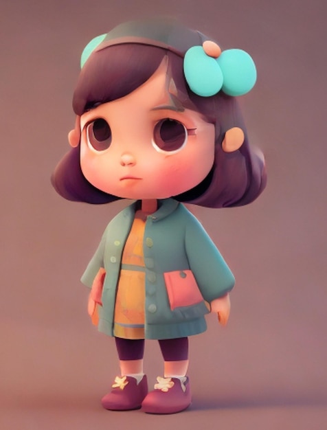 linda ilustración de diseño chibi 3D