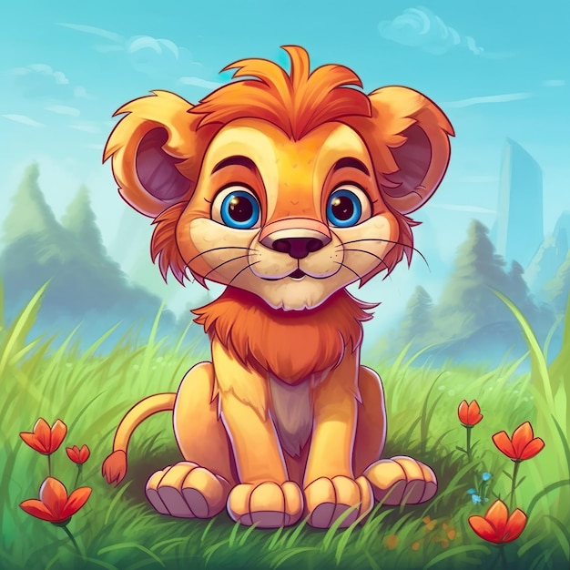 linda ilustración de león generada por ai