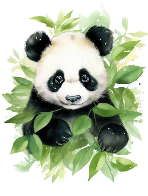 Linda ilustración de panda de acuarela para niños