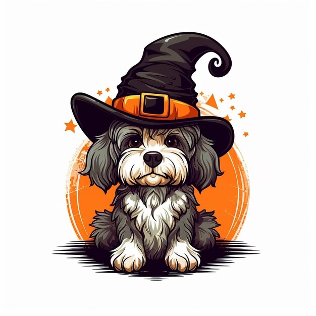 Foto una linda ilustración de pegatinas de arte para cachorros de halloween