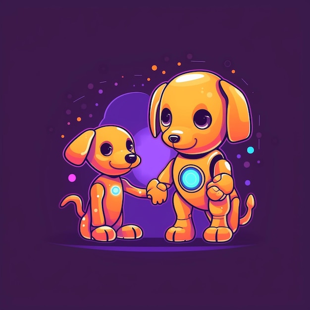 Linda ilustración de un perro robot