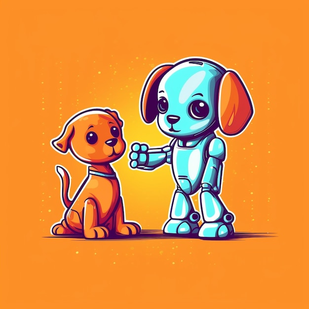 Linda ilustración de un perro robot