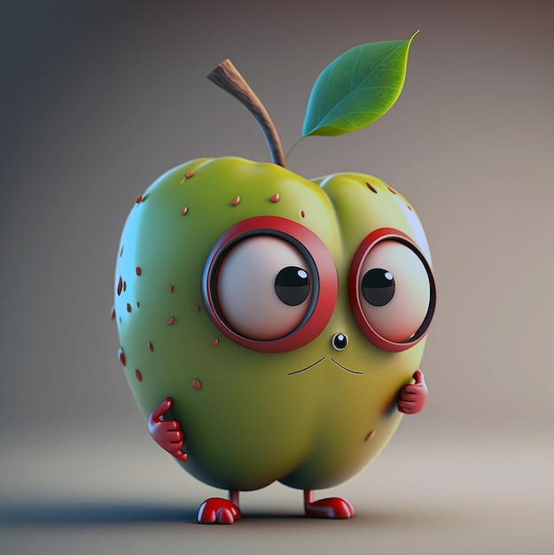 Linda ilustración de personaje de manzana por IA generativa