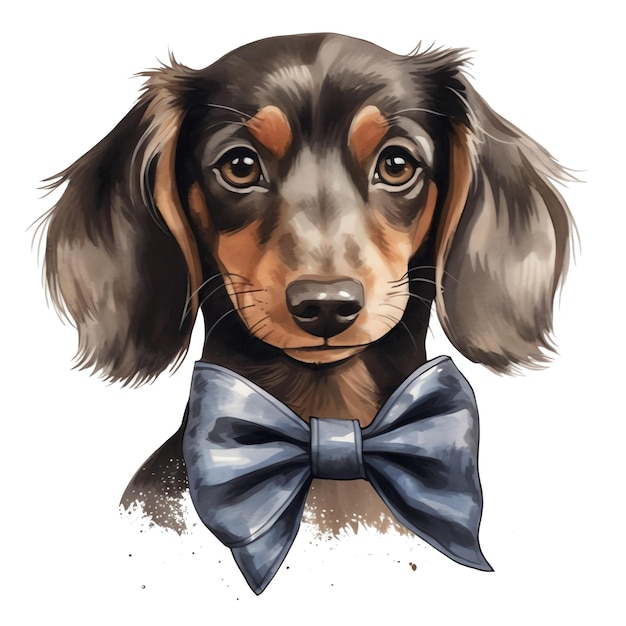 linda ilustración de raza de perro Dachshund acuarela