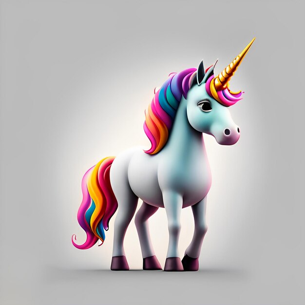 Foto una linda ilustración de unicornio sobre un fondo blanco