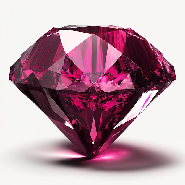 Linda imagem de diamante de cor magenta fundo branco gerado por IA