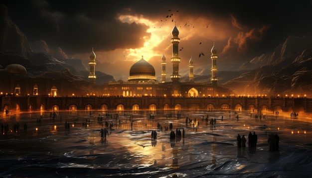 Linda imagem de porco kaaba hajj em meca umra eid al adha foto fundo ilustração