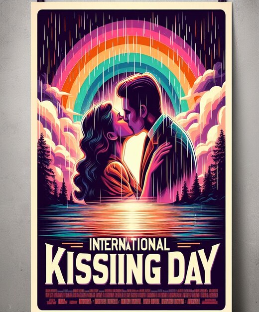 Foto esta linda imagen 3d es generada para el día internacional del beso y el día de san valentín día blanco
