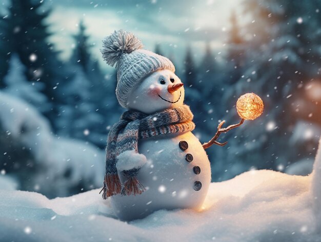 Linda imagen de muñeco de nieve generada por IA