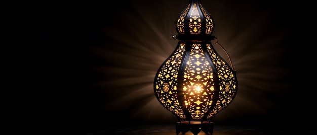 Linda lâmpada árabe isolada em fundo preto e branco