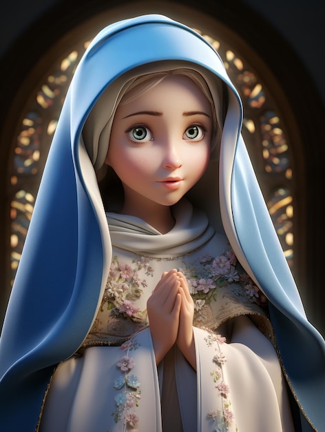 La linda Madre María en renderizado en 3D