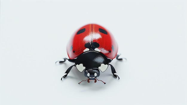 Una linda mariposa roja se sienta sobre un fondo blanco la mariposa tiene manchas negras en la espalda y manchas blancas en la cabeza sus antenas son largas y negras