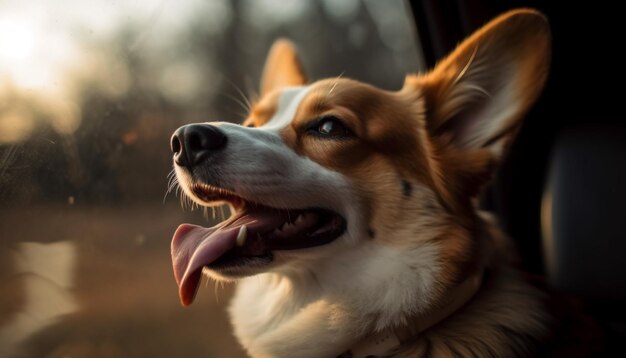 Linda mascota de perro con la lengua afuera generada por IA