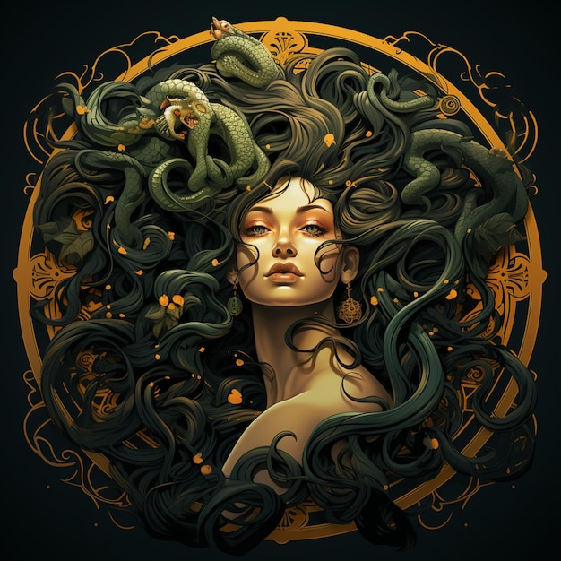 linda medusa ilustrada para impressão