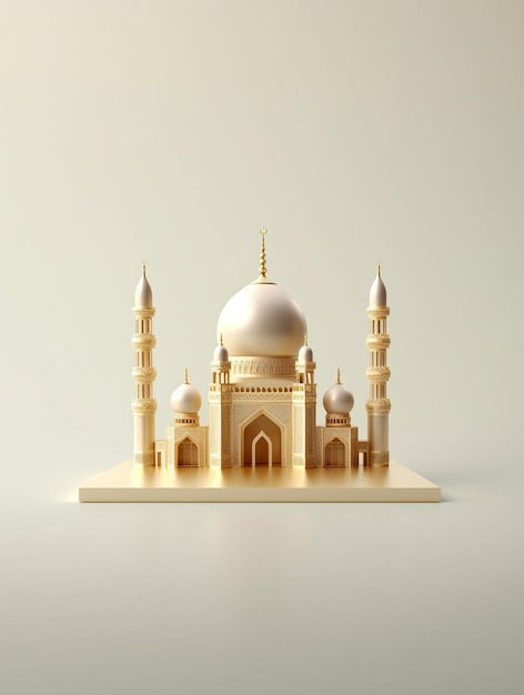 linda mezquita islámica 3d para ramadán y Eid saludo de fondo