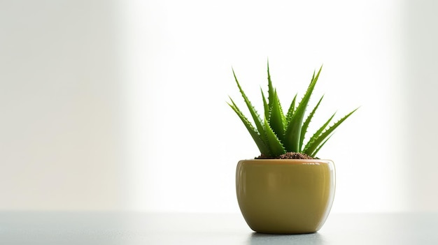 Linda mini planta de aloe en una maceta con fondo blanco Fondo de pantalla generado AI