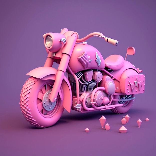 Foto linda motocicleta kawaii rosa 3d