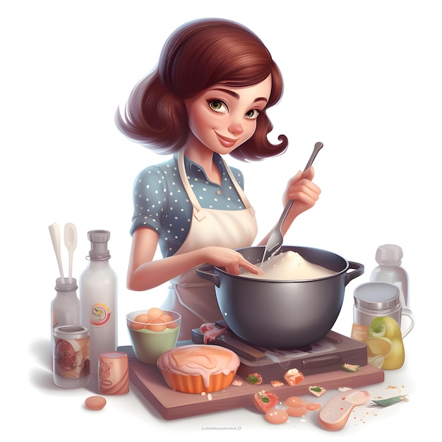 Foto linda mujer joven cocinando en una cazuela concepto de comida saludable