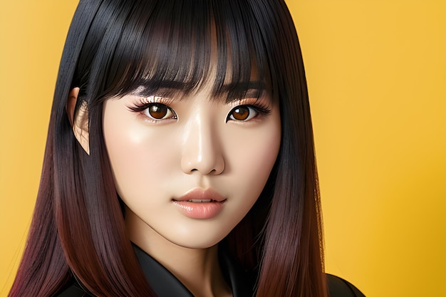 Linda mulher coreana com incrível maquiagem coreana