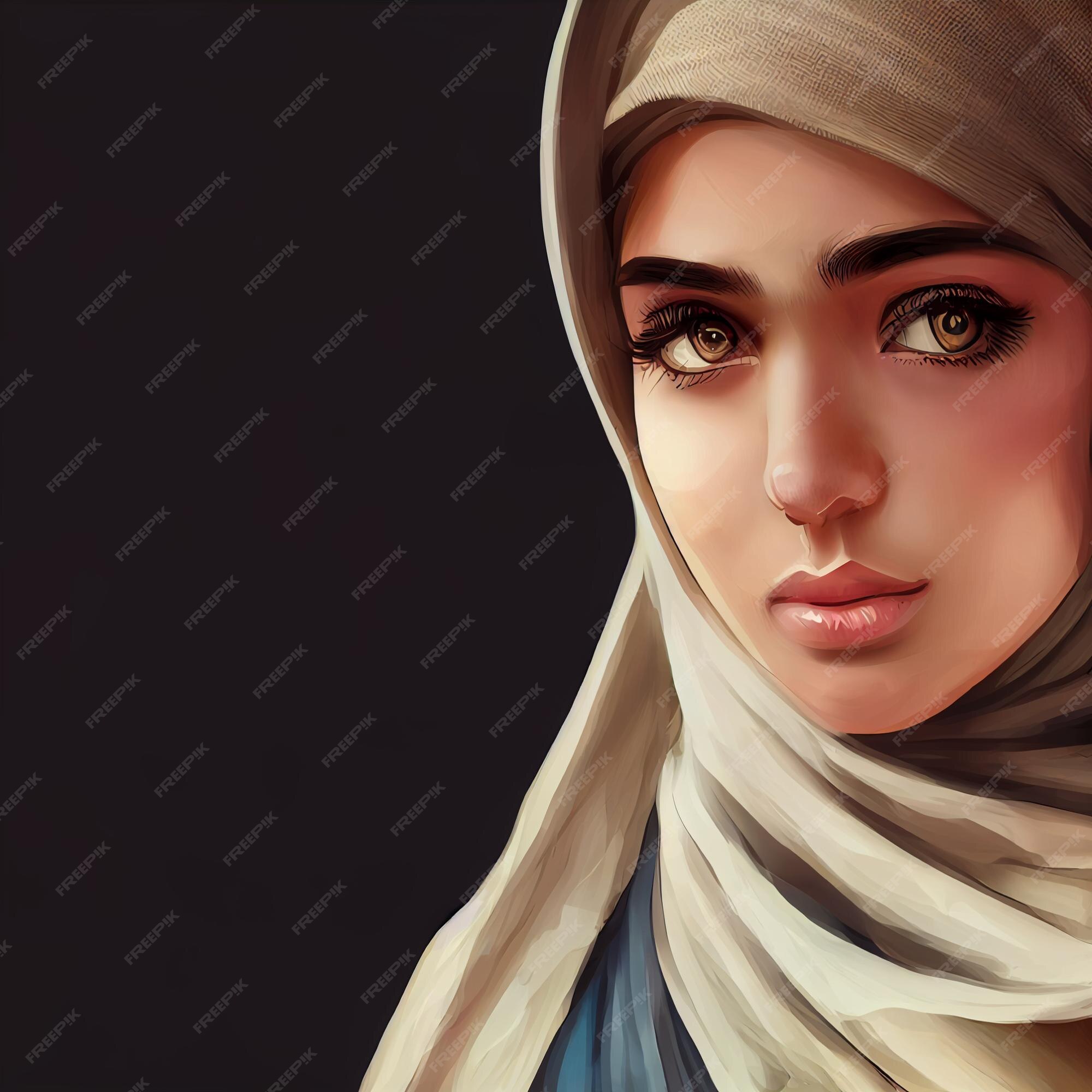 retrato de uma mulher em um hijab em perfil com cabelos longos e soltos. a  luta das meninas muçulmanas por seus direitos. bandeira abstrata  horizontal. gráficos vetoriais. 13710378 Vetor no Vecteezy