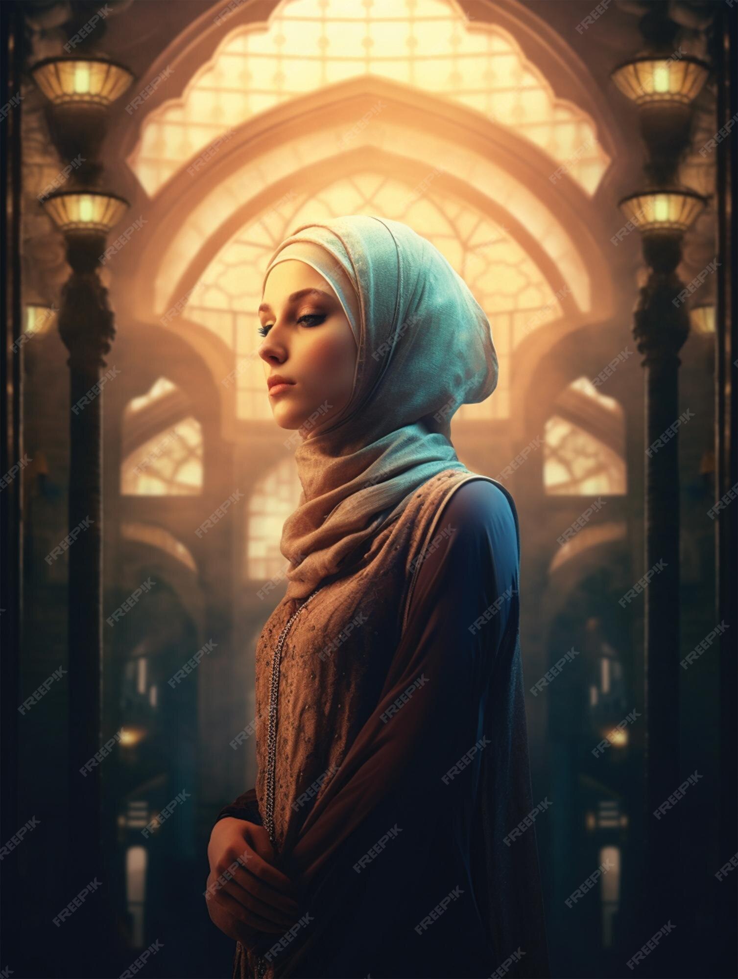 retrato de uma mulher em um hijab em perfil com cabelos longos e soltos. a  luta das meninas muçulmanas por seus direitos. bandeira abstrata  horizontal. gráficos vetoriais. 13710378 Vetor no Vecteezy