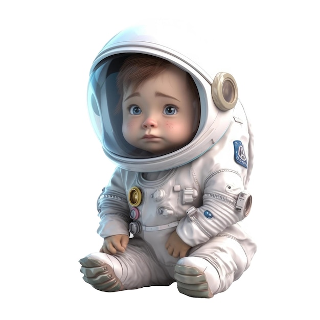 Linda niña astronauta Fondo aislado transparente AI