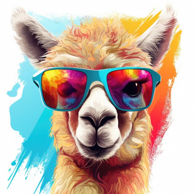 linda obra de arte de la ilustración de la llama alpaca