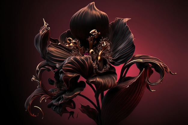 Linda orquídea negra de fantasia em fundo escuro