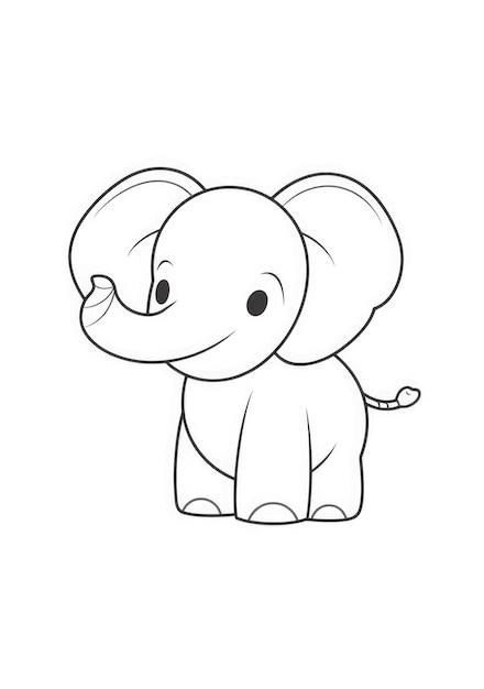 Linda página para colorear de elefante bebé en papel A4