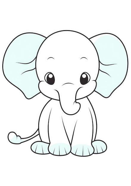 Linda página para colorear de elefante bebé en papel A4