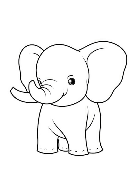 Linda página para colorear de elefante bebé en papel A4