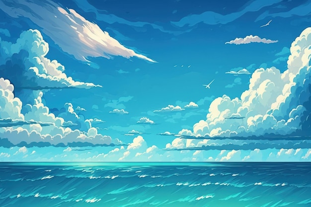 Linda paisagem marítima O céu e o horizonte são cenas azuis e pacíficas Naturezas composição natural Paisagem