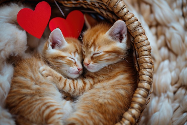 Linda pareja de gatos aman el día de San Valentín Pragma