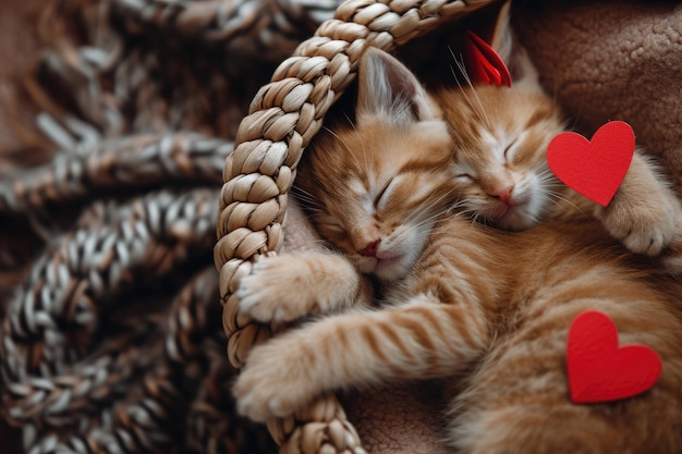 Linda pareja de gatos aman el día de San Valentín Pragma