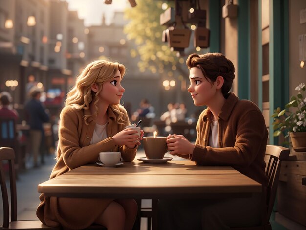Una linda pareja pasa tiempo en un café.