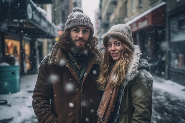 Linda pareja viajando en Nueva York