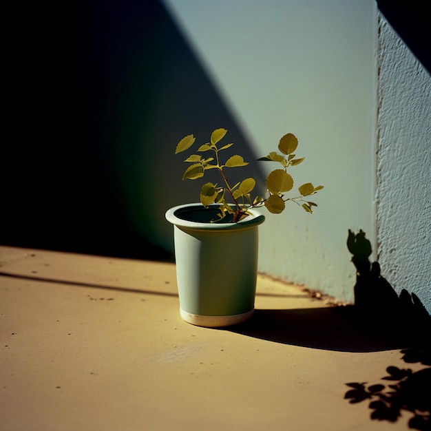 Linda pequeña flor minimalista fuera de la casa ilustrada en 3d