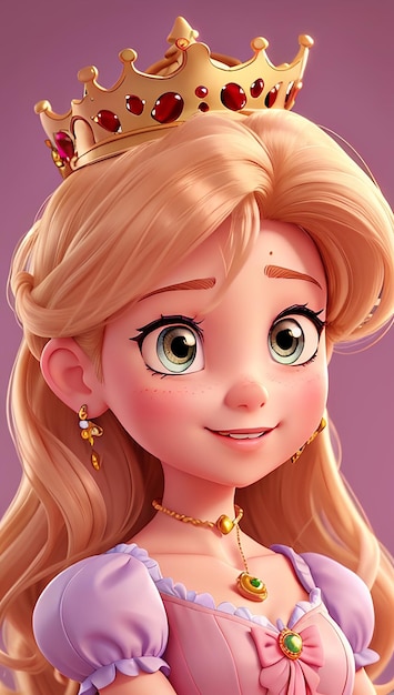 Linda personagem boneca princesa com vestido roxo