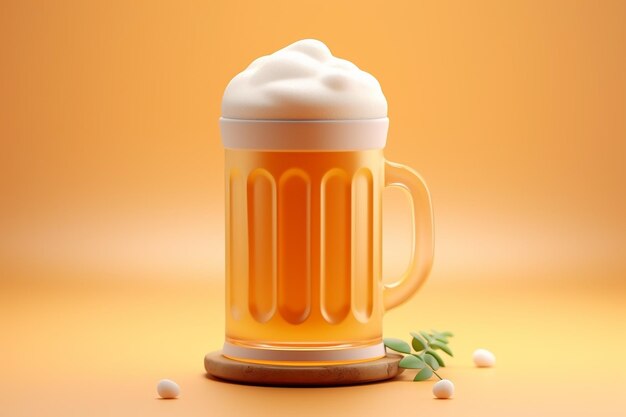 Una linda pinta de cerveza con un toque irlandés colores pastel suaves 3d icono arcilla render