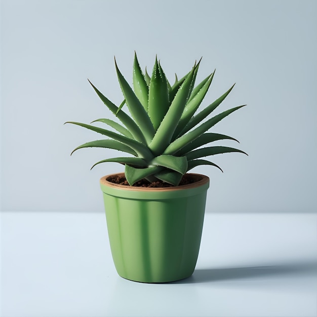 Linda planta de aloe en una olla con fondo