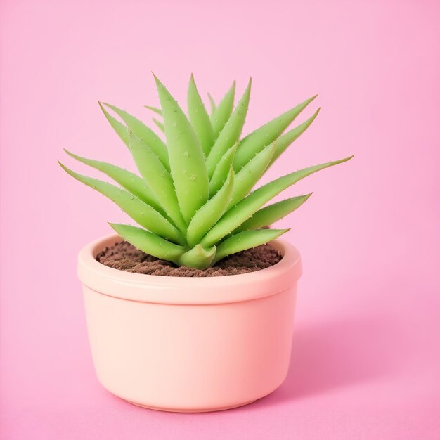 Una linda planta de aloe en una olla.