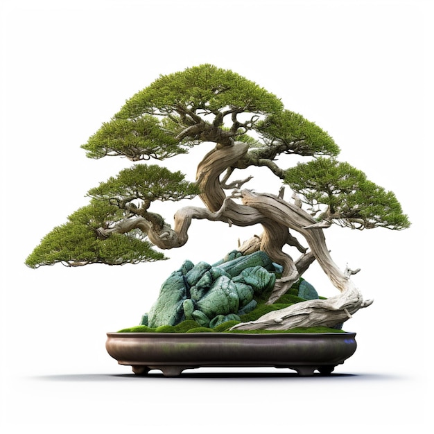 Linda planta bonsai japonesa em um prato