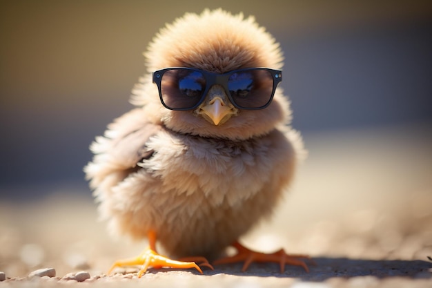 Linda pollita de primavera con gafas de sol geniales.