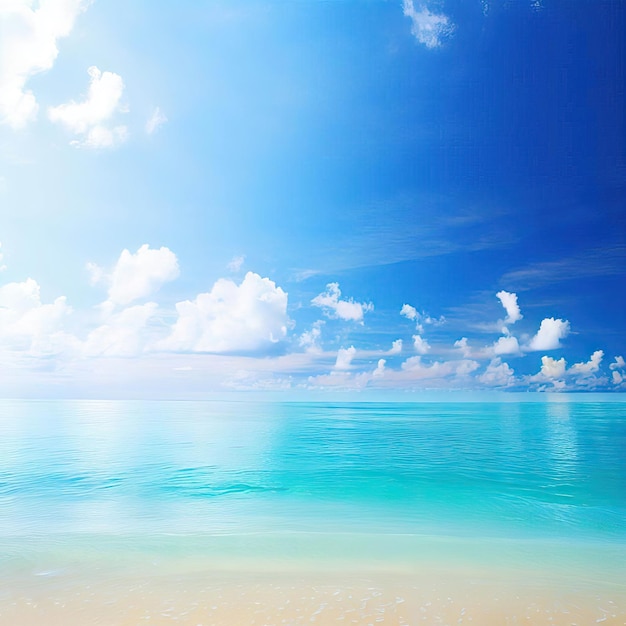 Linda praia tropical com céu azul e nuvens brancas fundo de textura abstrataGenerative AI