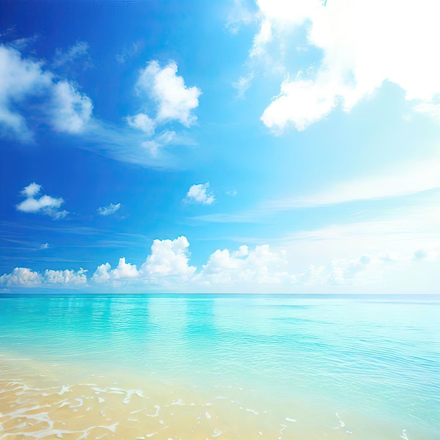 Linda praia tropical com céu azul e nuvens brancas fundo de textura abstrataGenerative AI