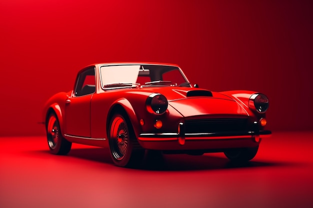 Linda renderização clássica de carro vermelho 3d