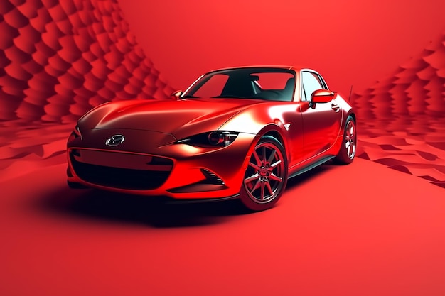 Linda renderização clássica de carro vermelho 3d