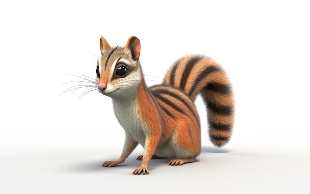 Linda renderização de desenho animado 3D Brown Numbat isolada em fundo branco