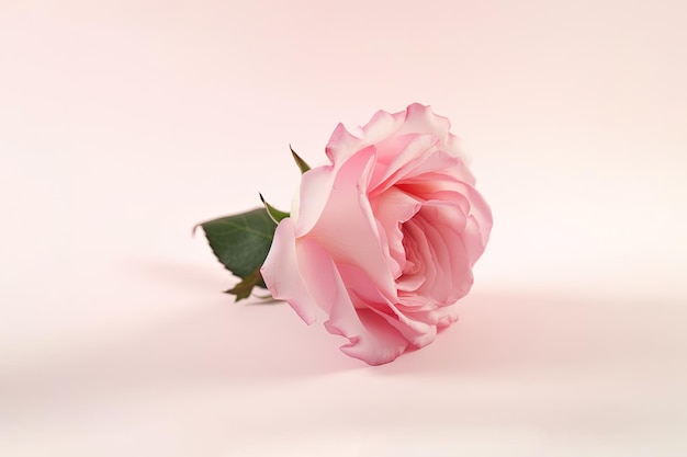 Linda rosa rosa como um símbolo de amor em fundo rosa